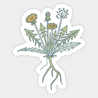 hand drawn spring dandelion pattern on blush pink Sticker